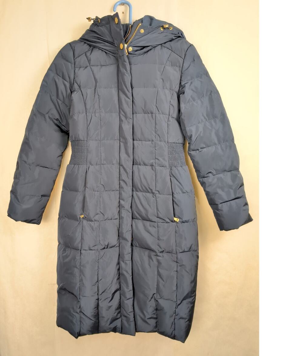 Cole Haan navy blue down filled quilted puffer coat Size XS Longline Outdoors